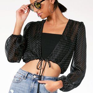 Polka Dot Tie Front Top